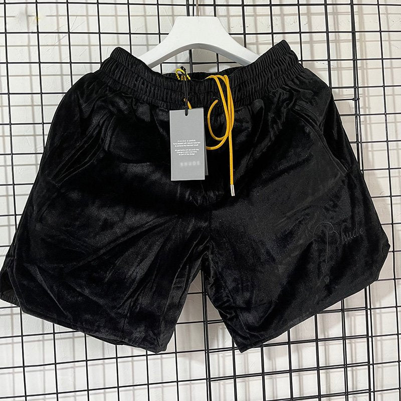 Solid Black Velvet Shorts