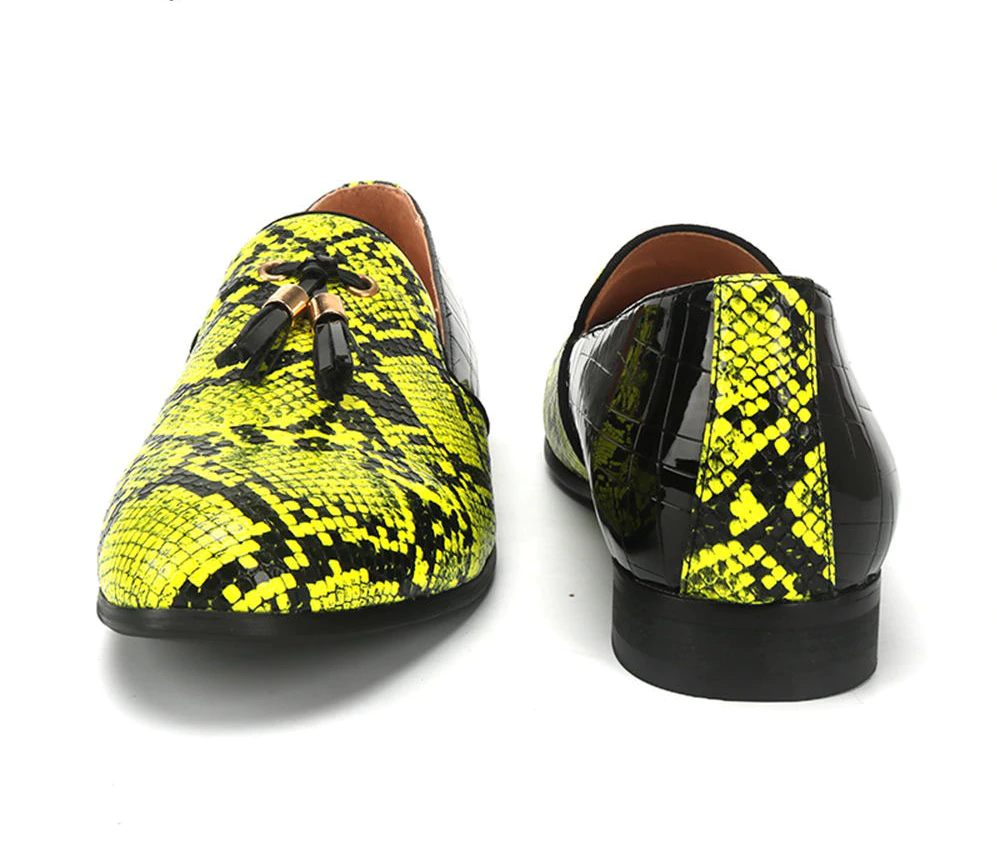 Neon Snake Pattern Pattern Men Loafers Shoes