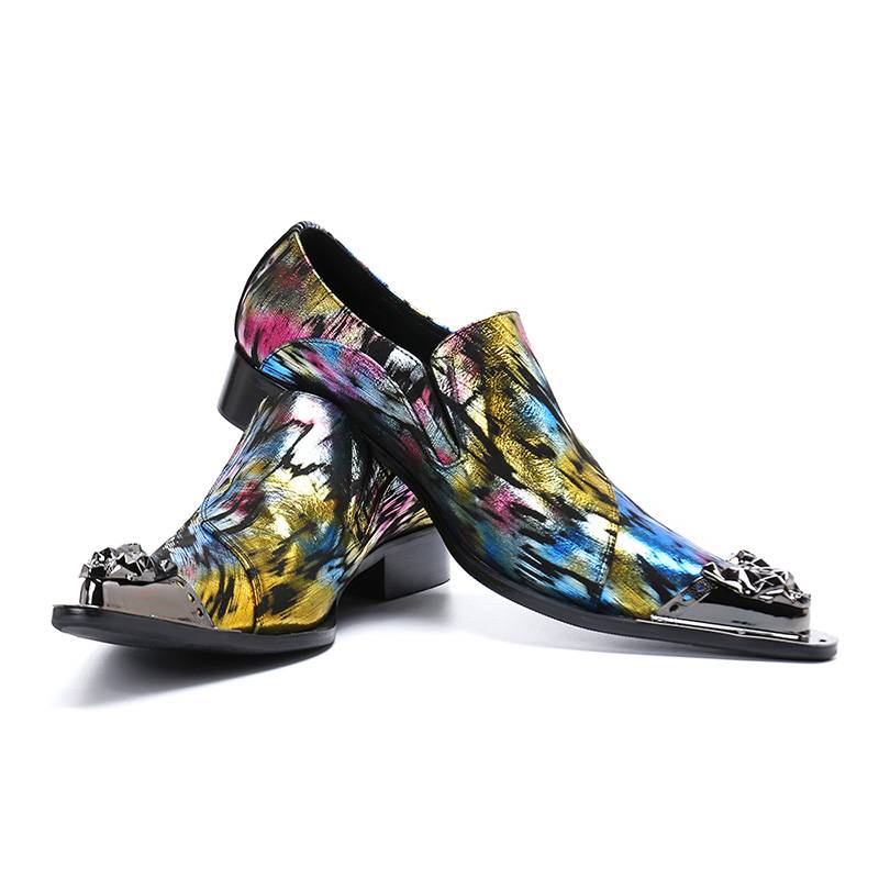 Bright Dancing Colorful Pointed Metal Toe Design Men Shoes - FanFreakz