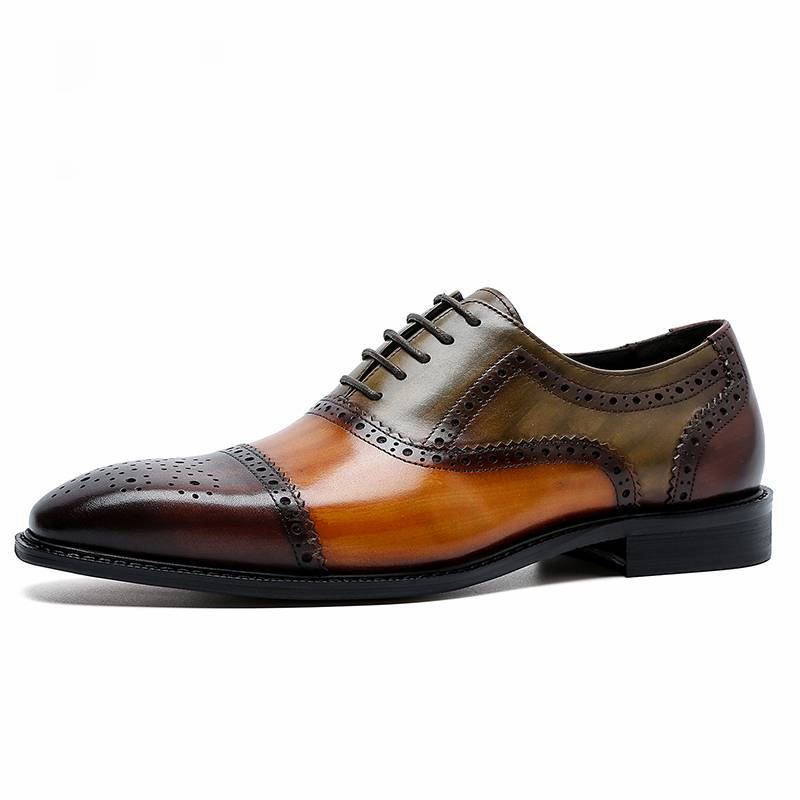 Multi-Color Patchwork Brogue Oxford Shoes