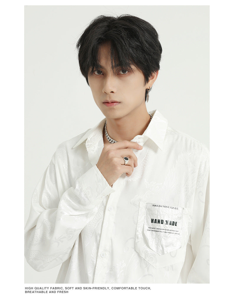 Invisible Dragon Printed Long Sleeve Shirt