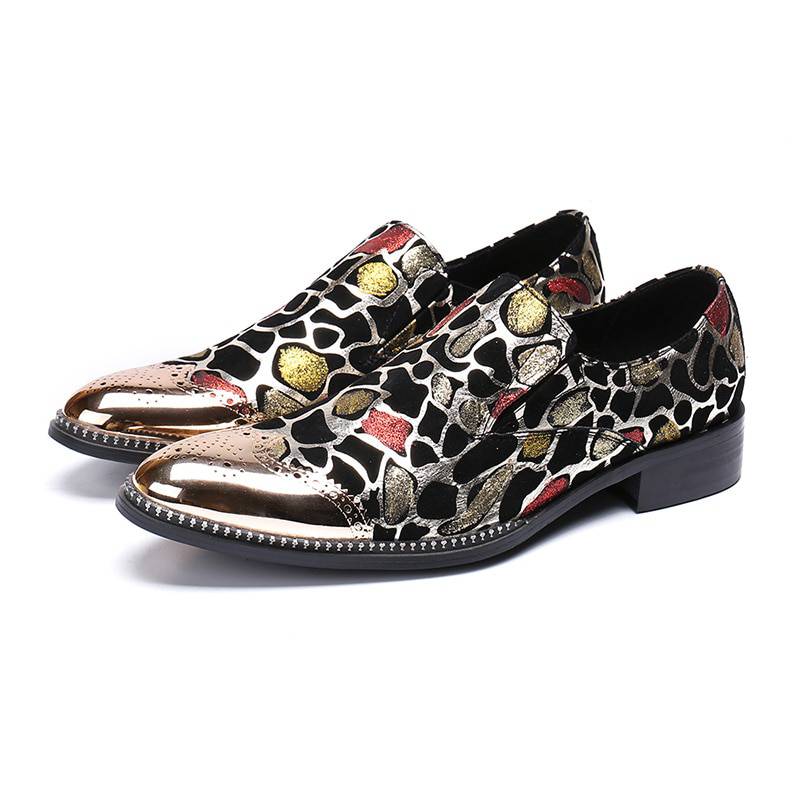 Glow Pointed Toe with Spots Glitter Design Men Fancy Shoes