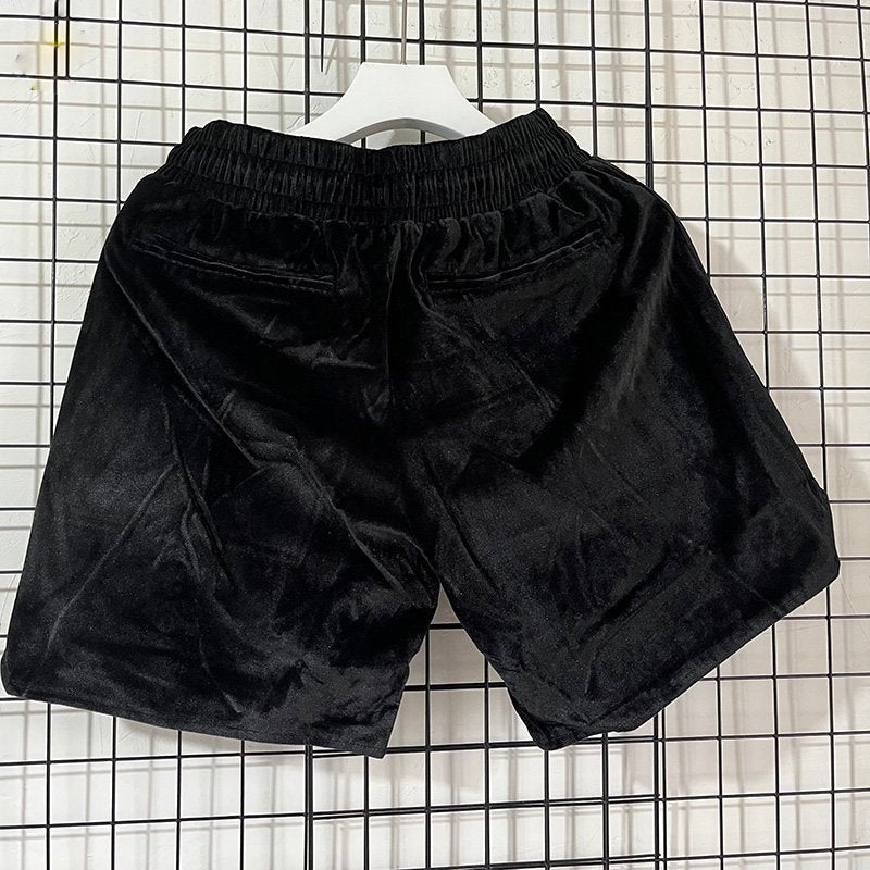 Solid Black Velvet Shorts