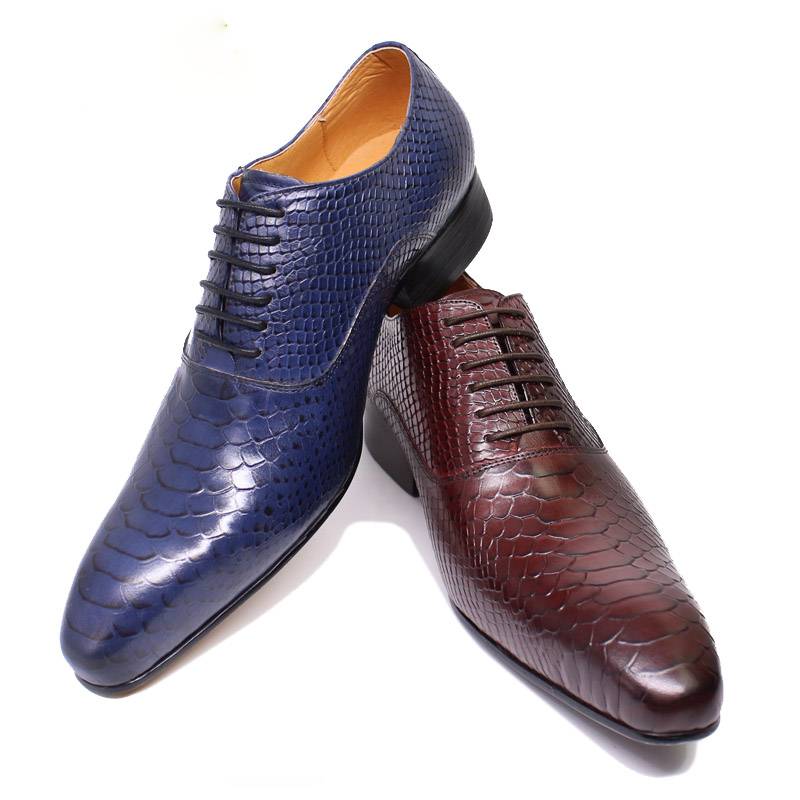 Snake Skin Pattern Leather Pointed Tor Men Oxford Shoes