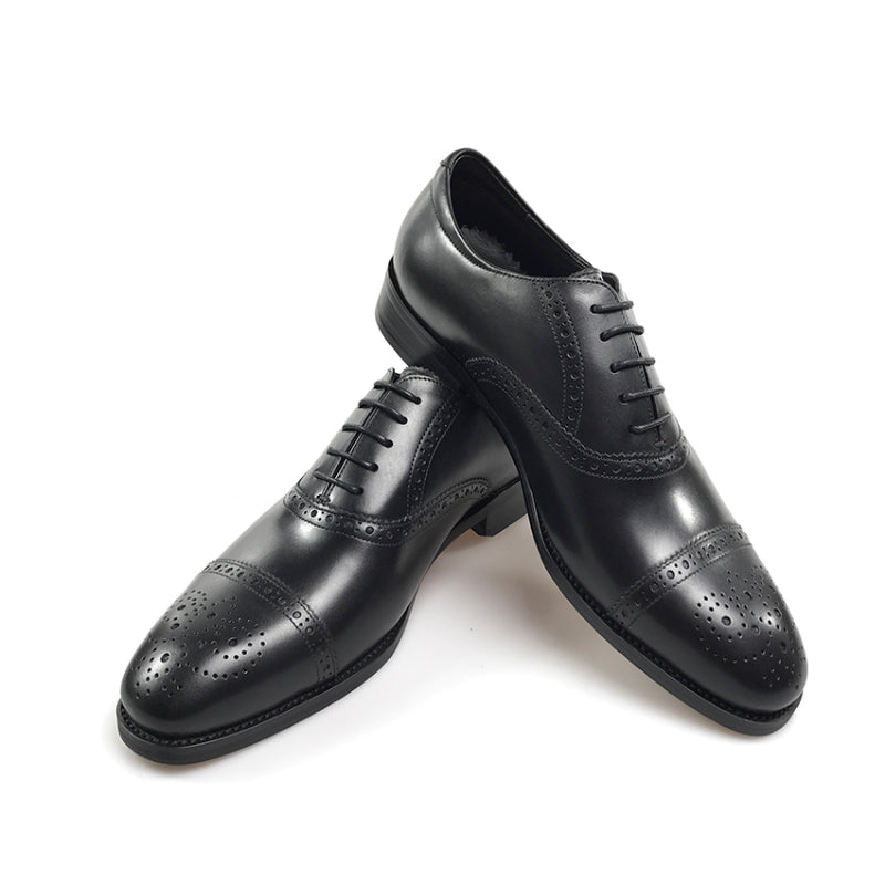 Perforated Details Men Classic Style Leather Oxford Shoe - FanFreakz