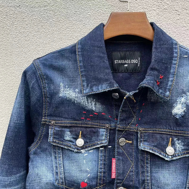 Splash Paint Patch Casual Denim Jacket