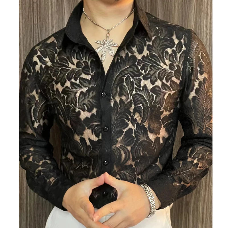 Slim Fit Semi-Transparent Long Sleeved Shirt