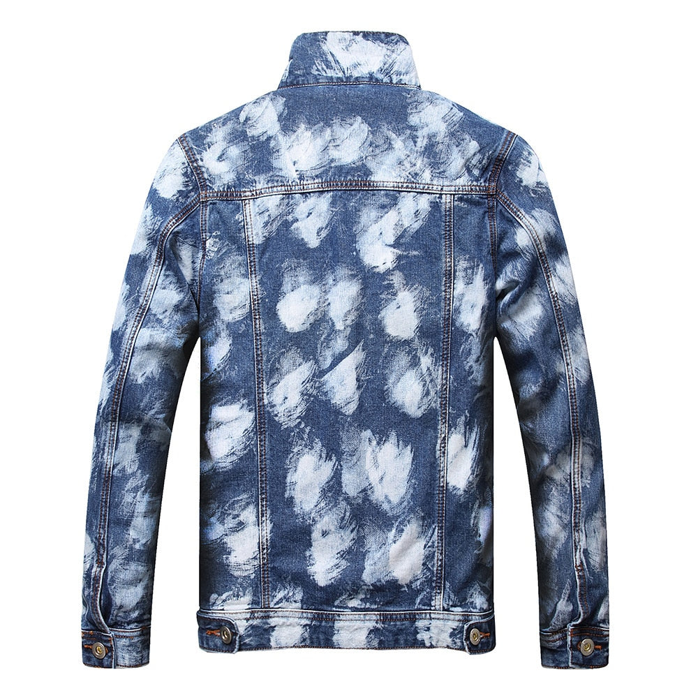 White Brush Stroke Printed Street Jacket