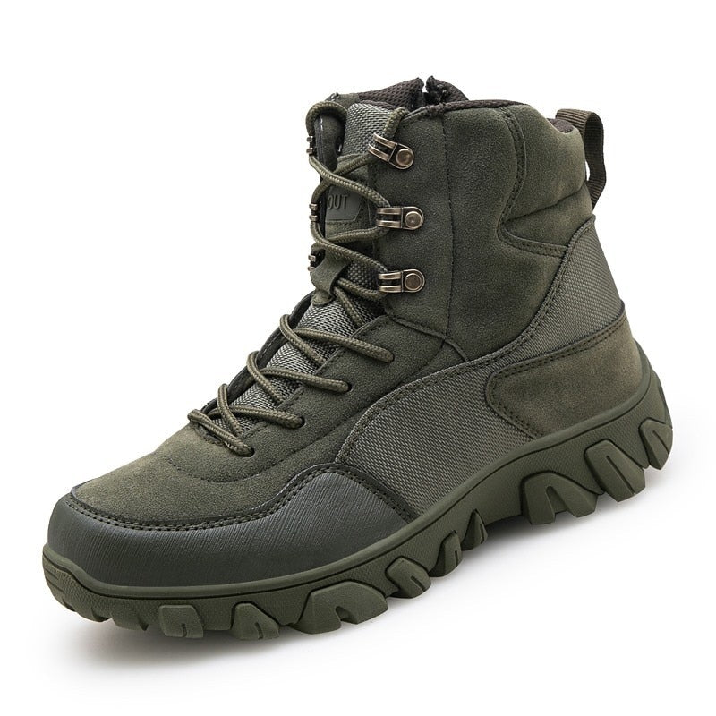 Army Style Suede-Leather High Top Boots