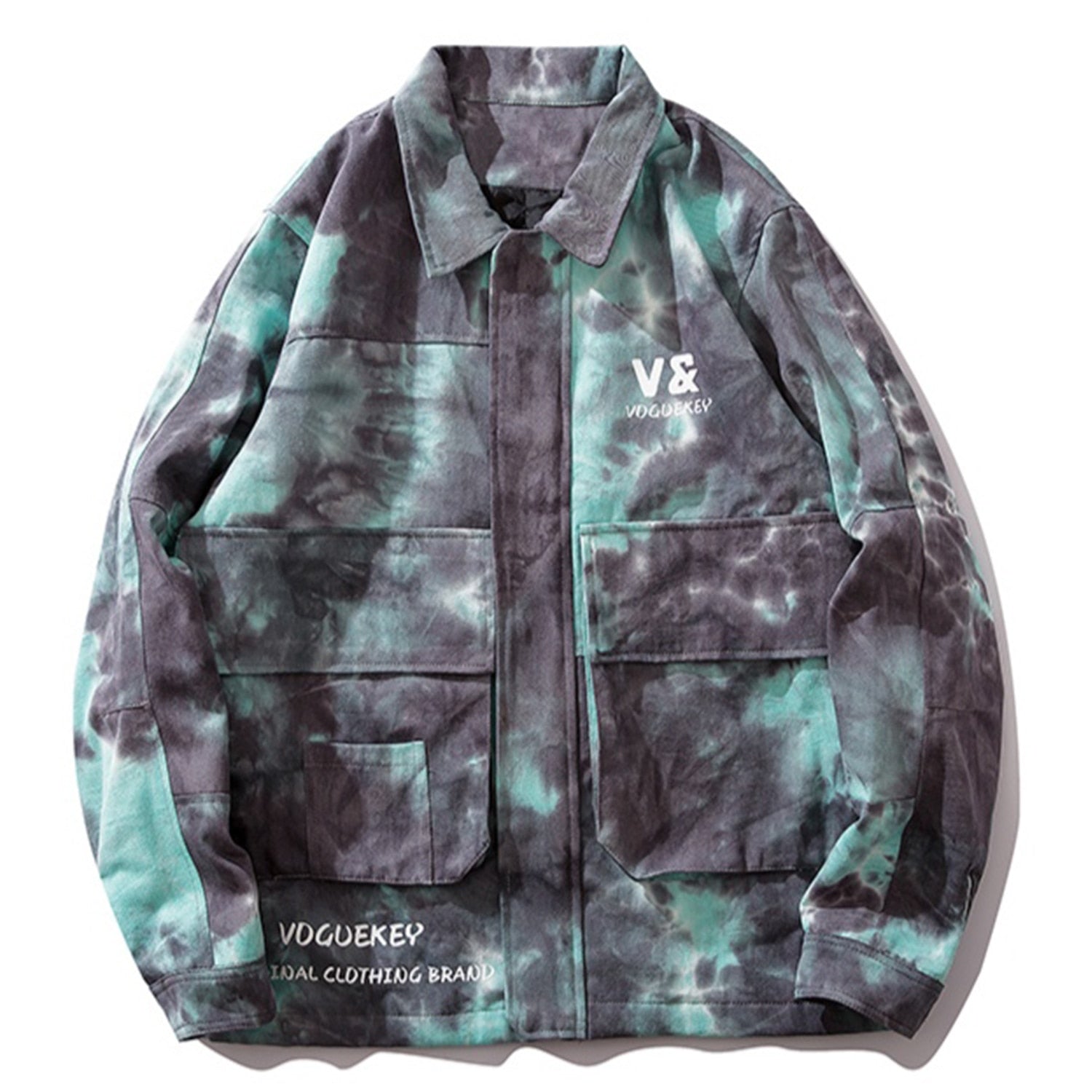 Tie Dye Printed Letters Oversize Men Jacket