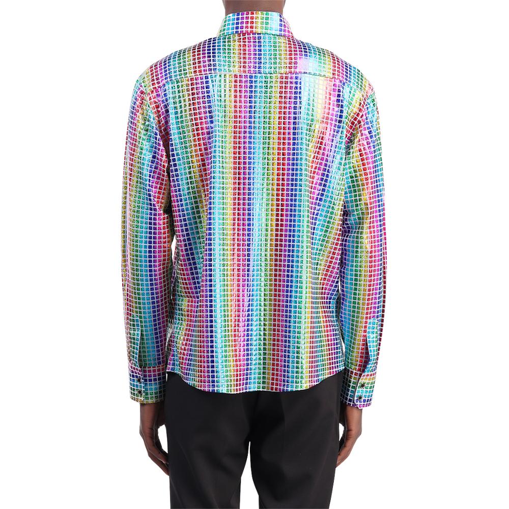 Rainbow Striped Color Plaid Long-Sleeved Shirts