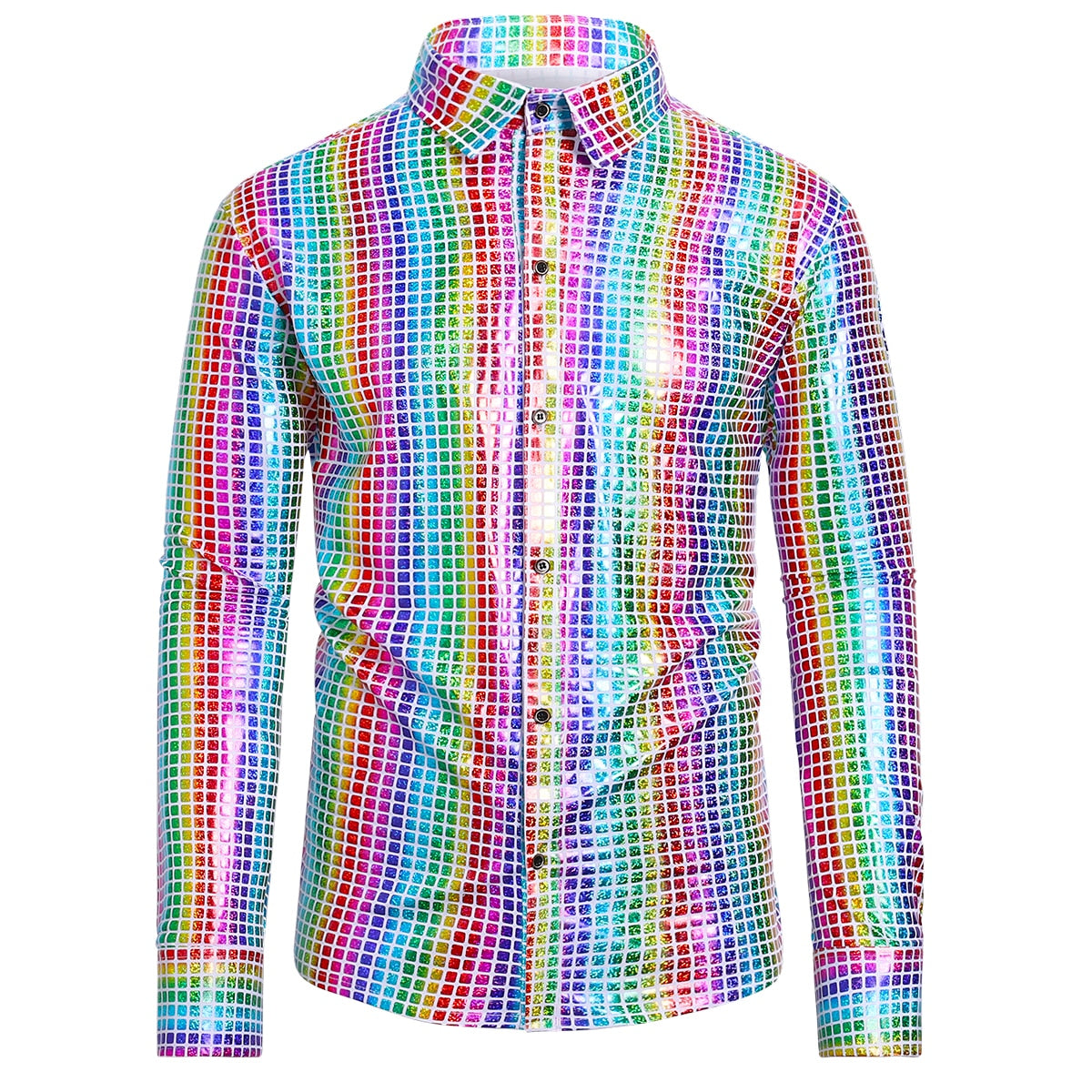 Rainbow Striped Color Plaid Long-Sleeved Shirts