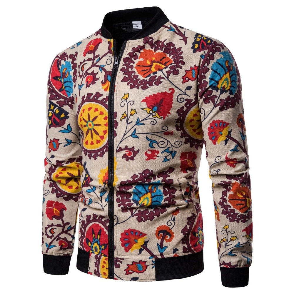 Autumn Chinese Flower Print Men Casual Jacket - FanFreakz