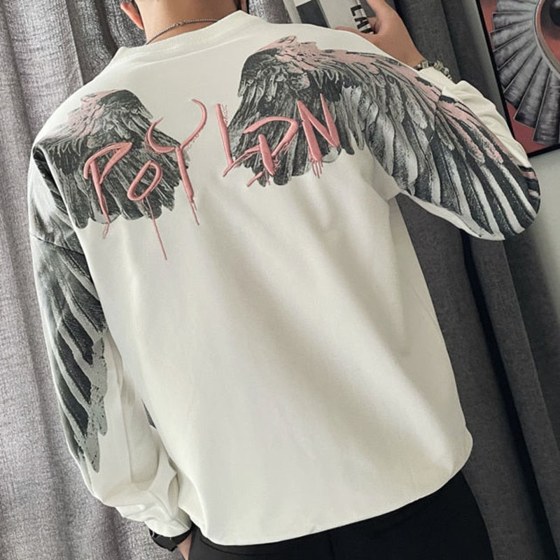 Back Wings and Letter Printed Polyester Knitwear