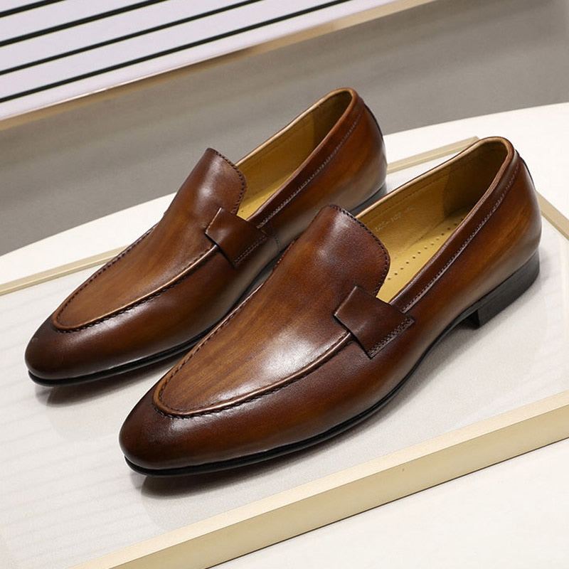 Solid Color Leather Loafers Shoes