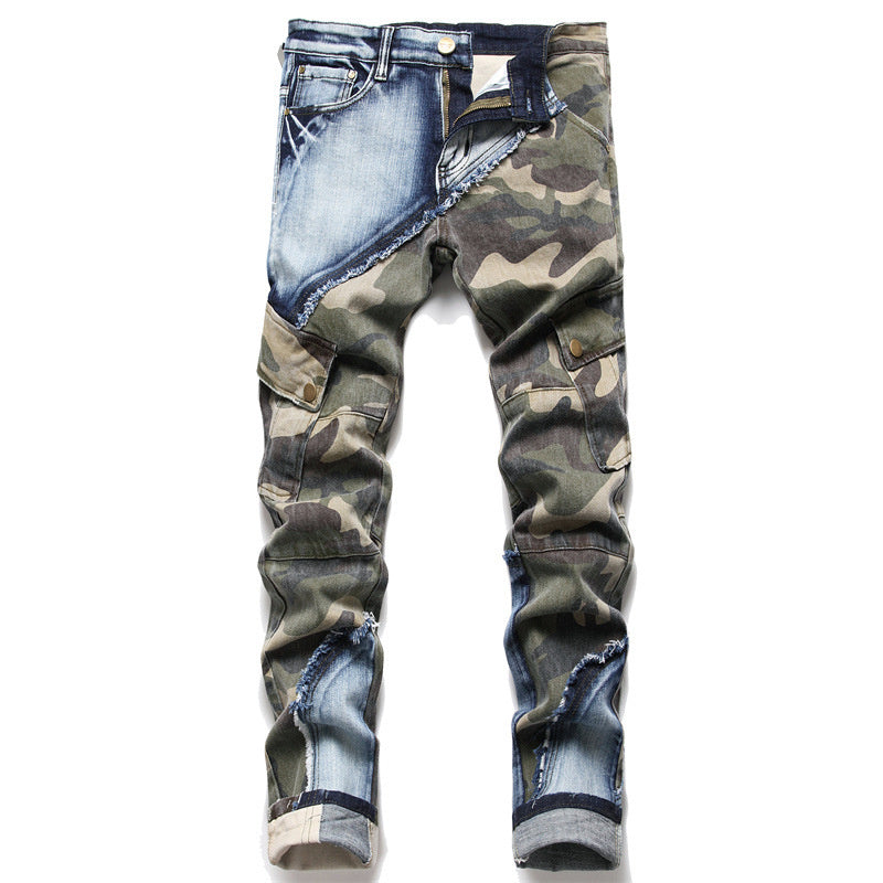 Camouflage Stitching Deco Slim Jeans