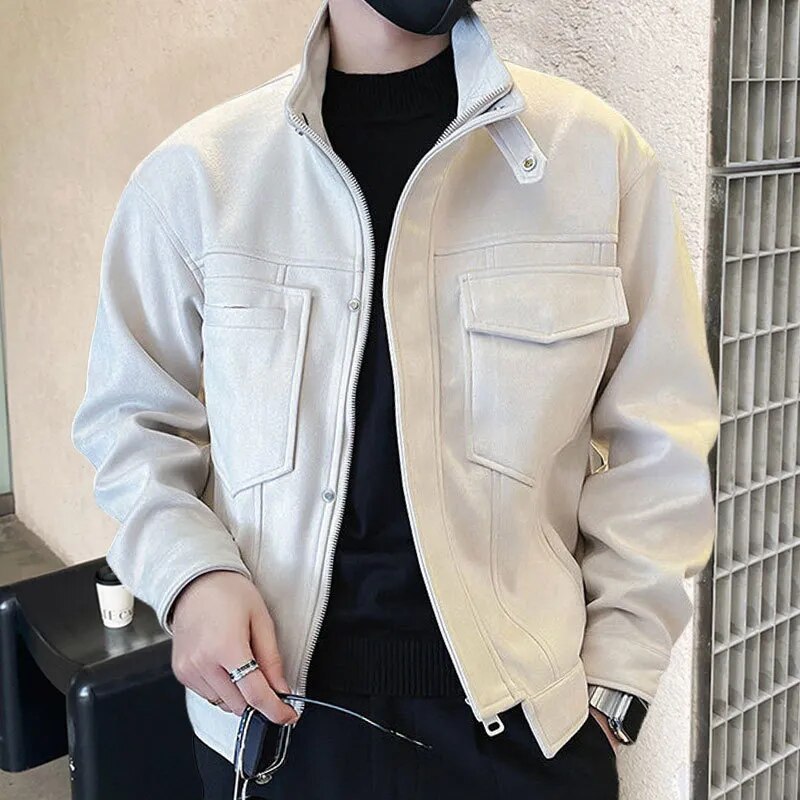 Vintage Solid Pockets Polyester Jacket