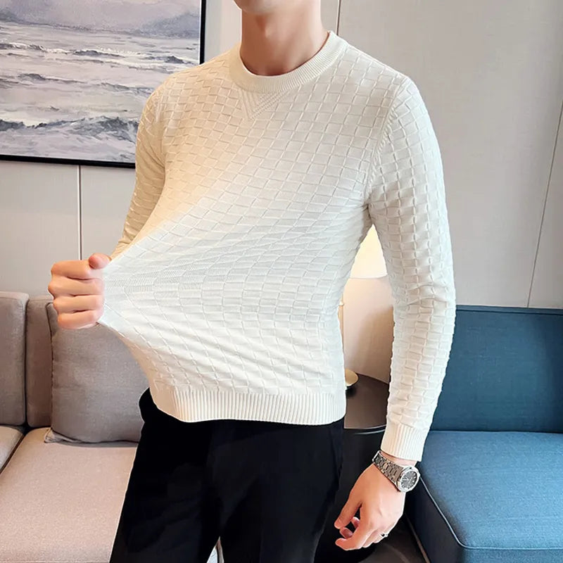 Jacquard Woven O-Neck Sweater