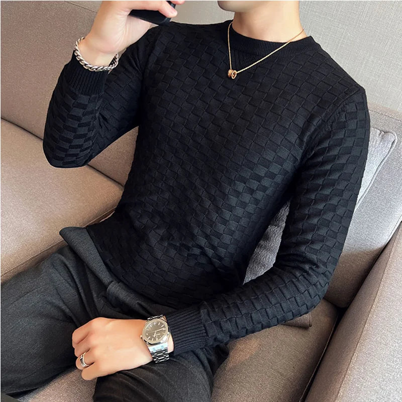 Jacquard Woven O-Neck Sweater