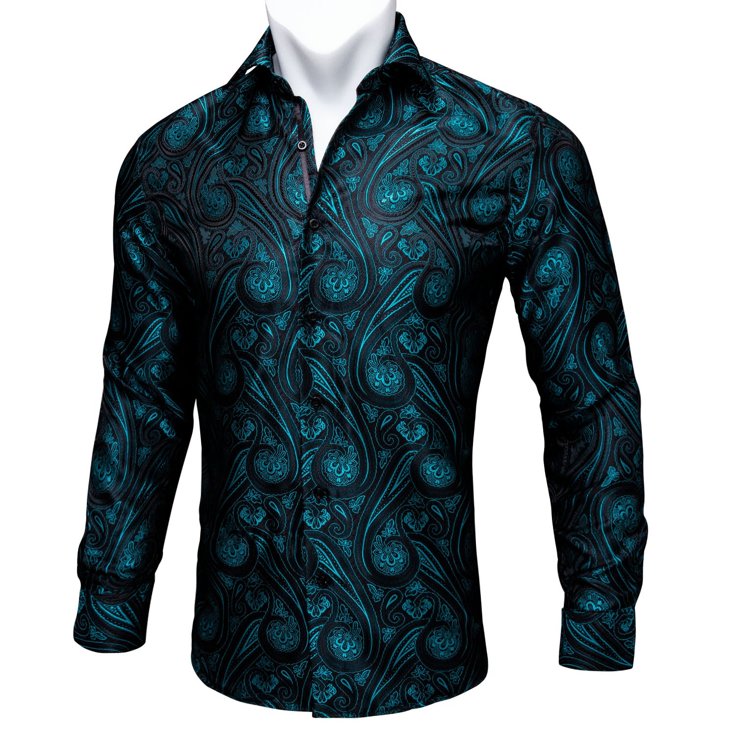 Paisley Jacquard Embossed Men Long Sleeve Shirt