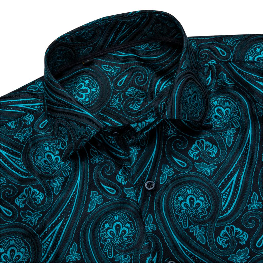 Paisley Jacquard Embossed Men Long Sleeve Shirt