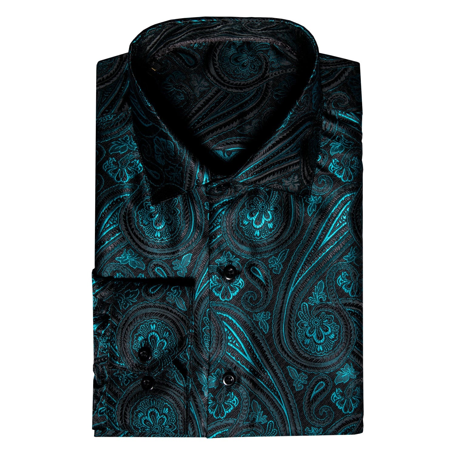 Paisley Jacquard Embossed Men Long Sleeve Shirt