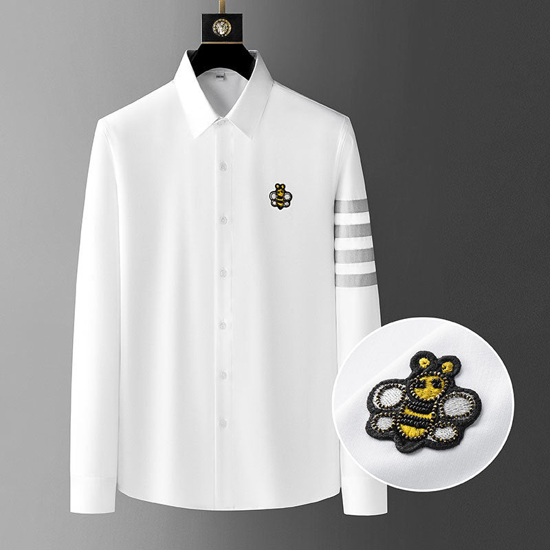 Bee Flannel Embroidery Shirt