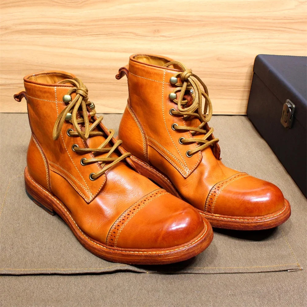 Solid Full Grain Leather Ankle Boots