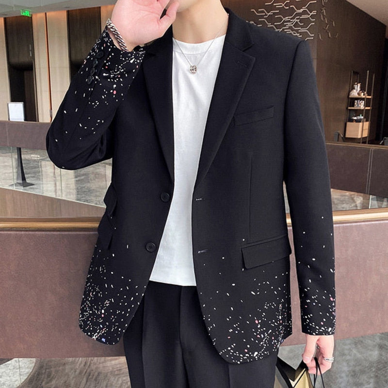 Spottings Dots Printed Black Blazer