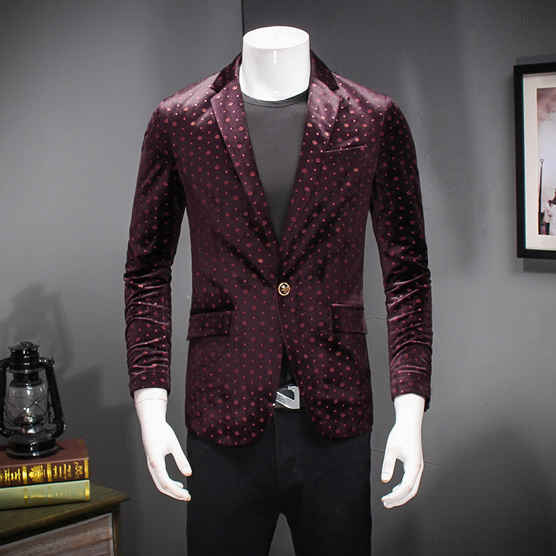 Casual Grain Dot Pattern Men Blazer