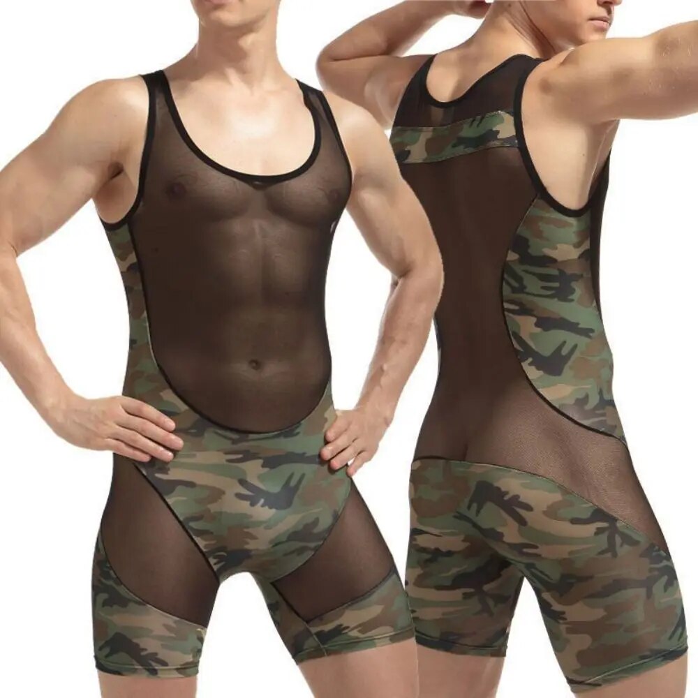 Camouflage Transparent Romper Underwear