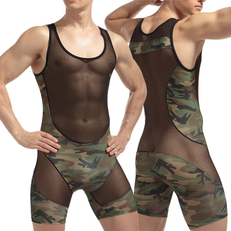 Camouflage Army Style Men Romper