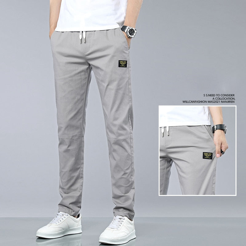Solid Cotton Regular Fit Straight Pants