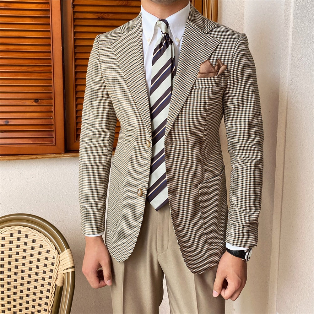 Lattice Pattern British Style Blazer