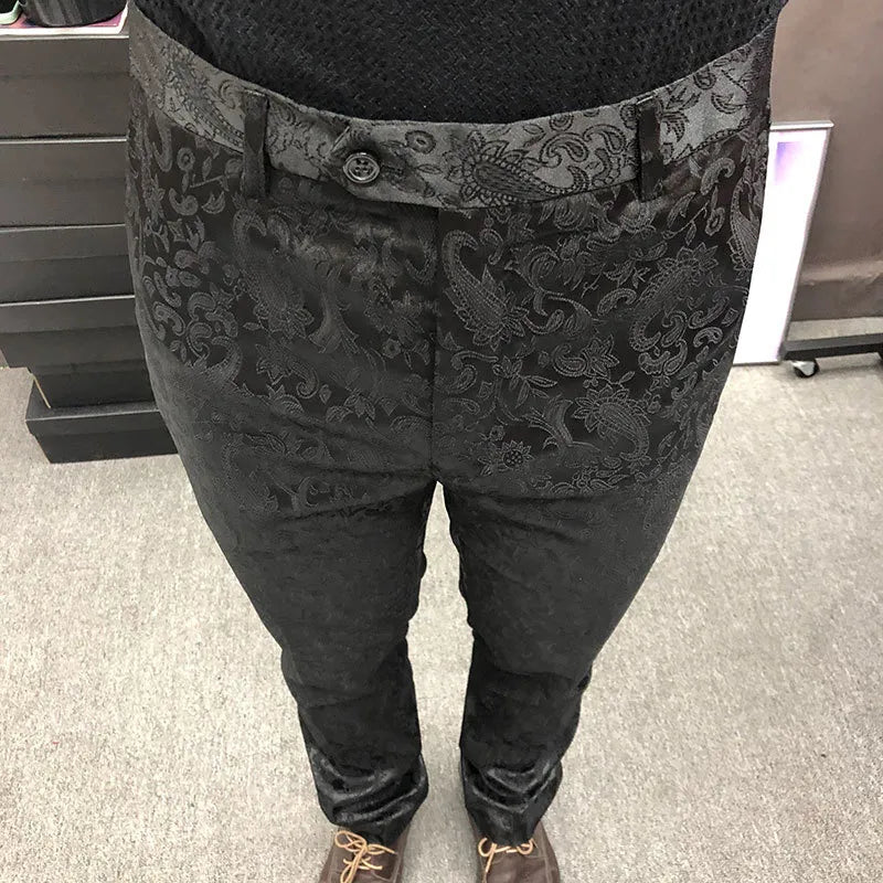 Jacquard Pattern Polyester Trousers