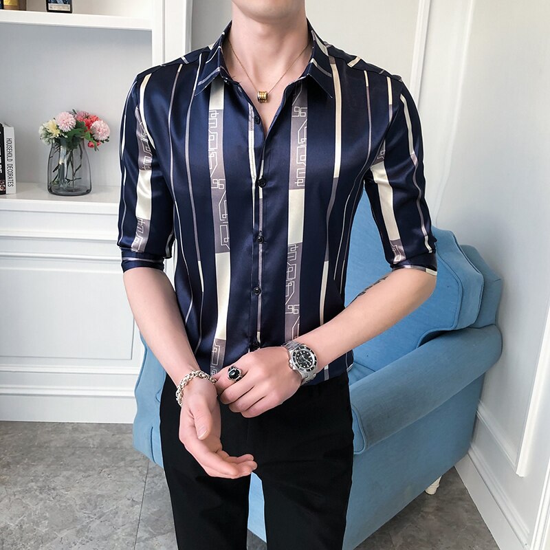 Artsy Vertical Stripes Men Soft Shimmer Shirt