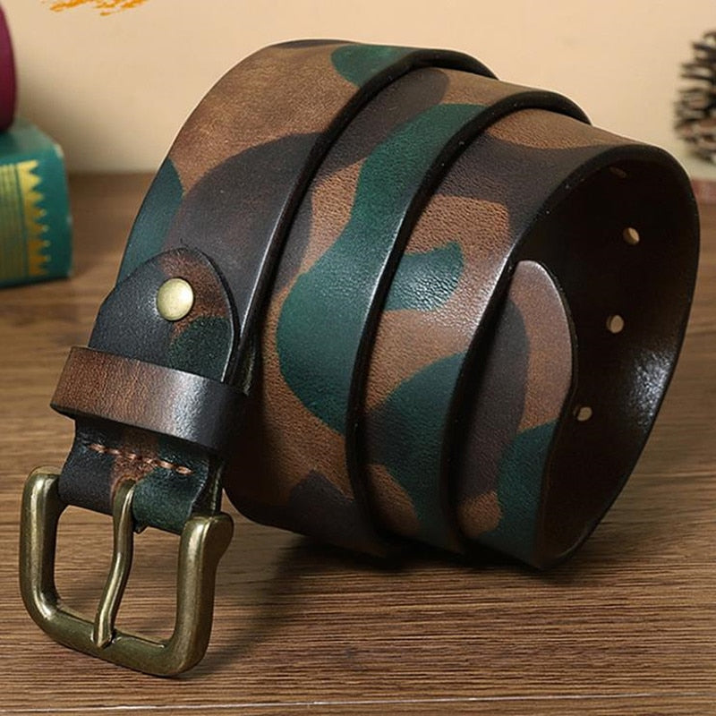 Camouflage Genuine Leather Retro Belt