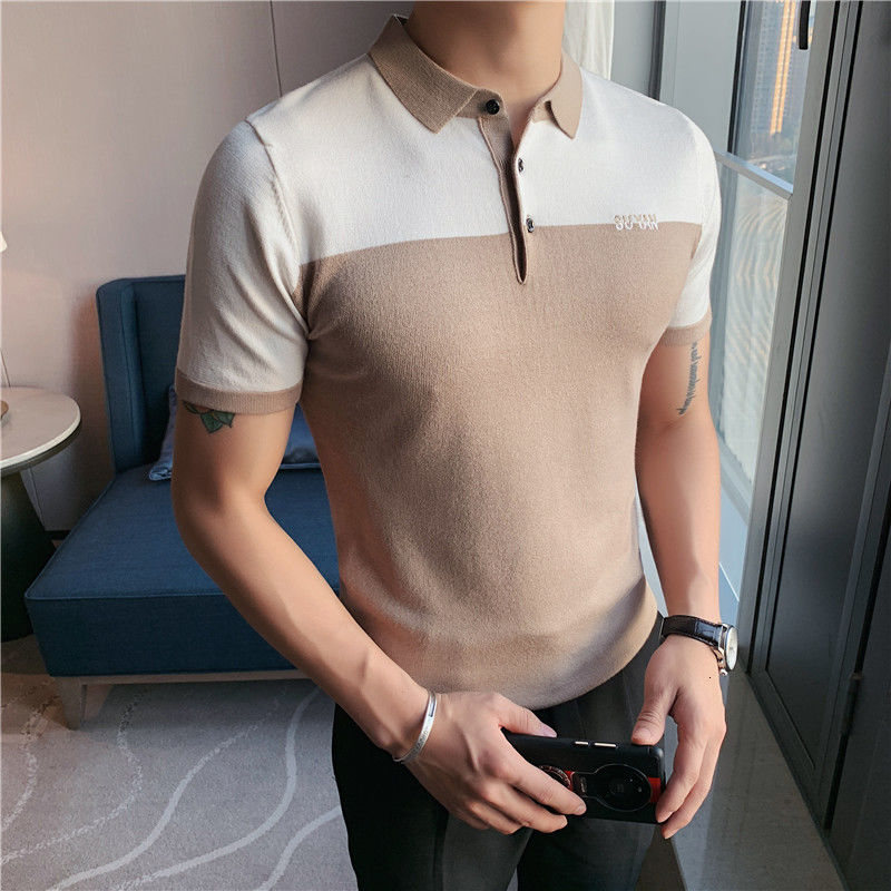 Solid Two-Toned Horizontal Split Style Polo Shirt