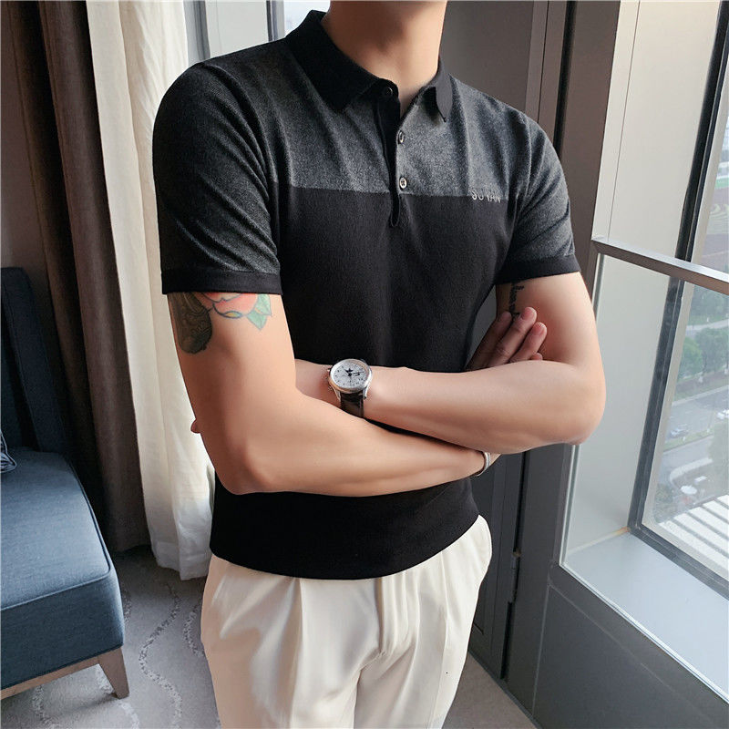 Solid Two-Toned Horizontal Split Style Polo Shirt