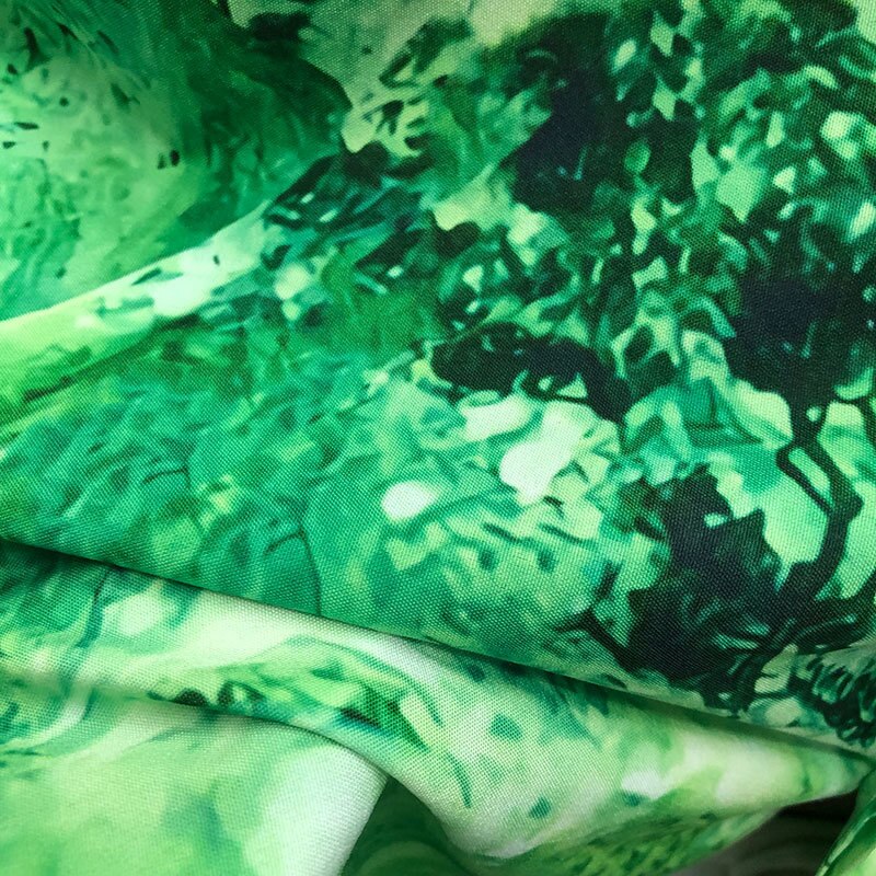 Green Printed Loose Short Sleeve Shirt