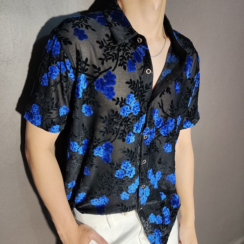 Small Blue Floral Transparent Shirt