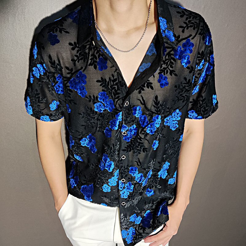 Small Blue Floral Transparent Shirt