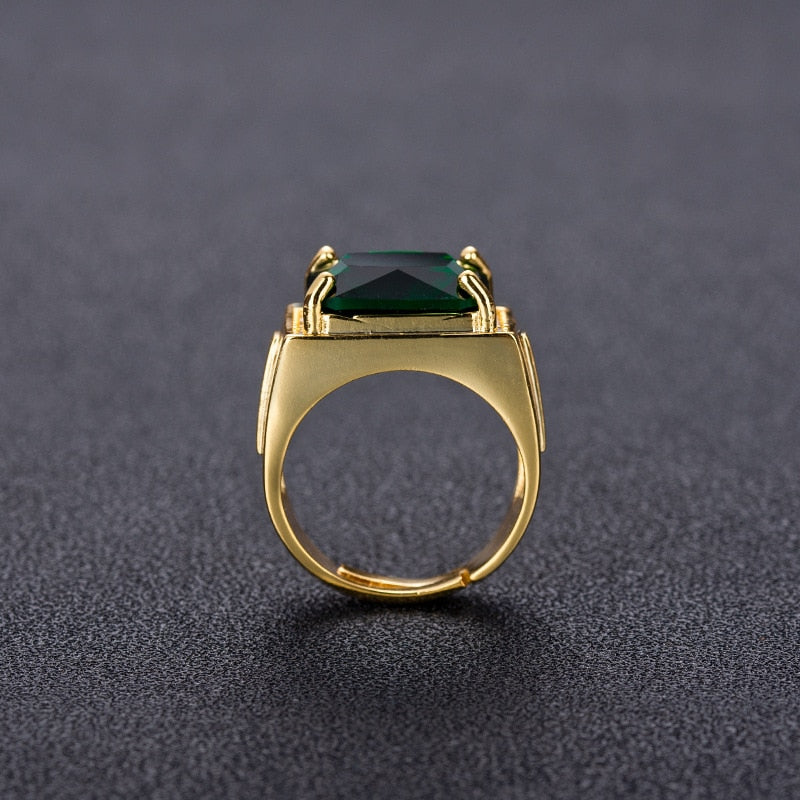 Classic Style Emerald Stone Golden Ring