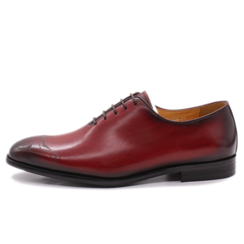 Red Luxury Oxford Leather Hand Painted Men Shoes