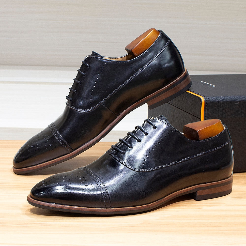 Classic Solid Genuine Leather Oxford Shoes