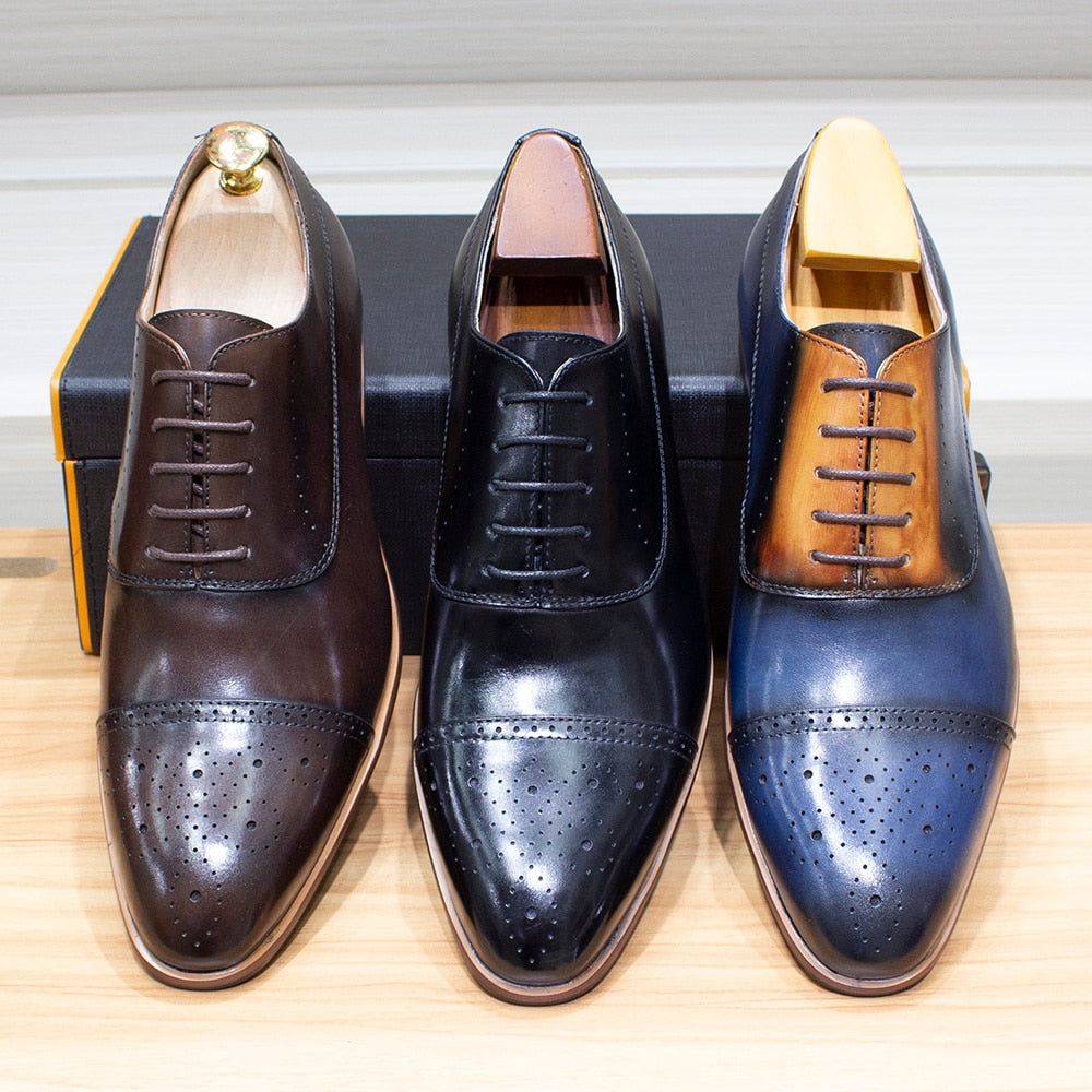 Classic Solid Genuine Leather Oxford Shoes