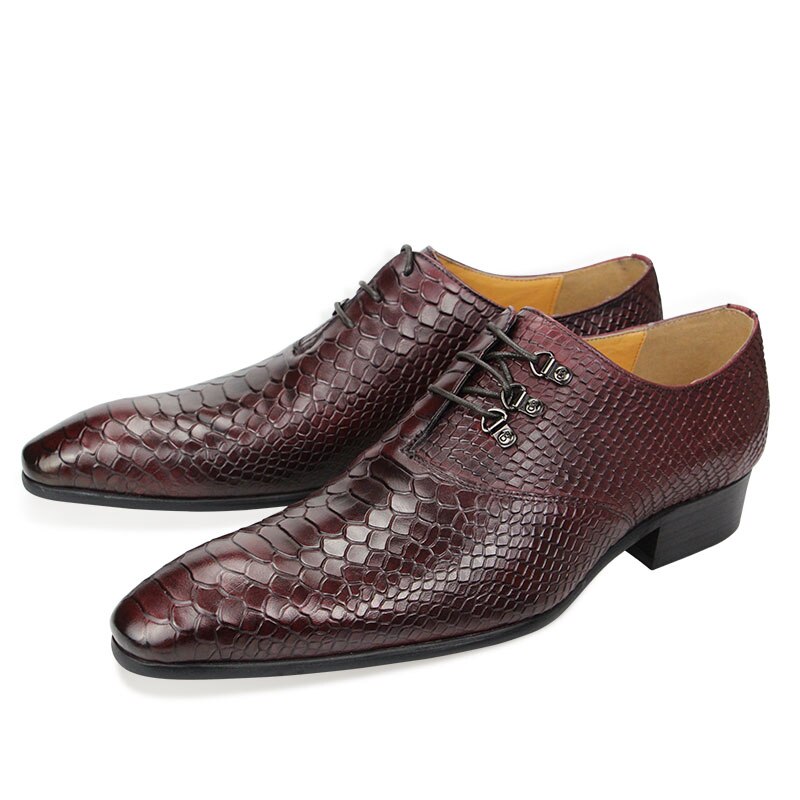 Classic Crocodile Pattern Oxford Shoes