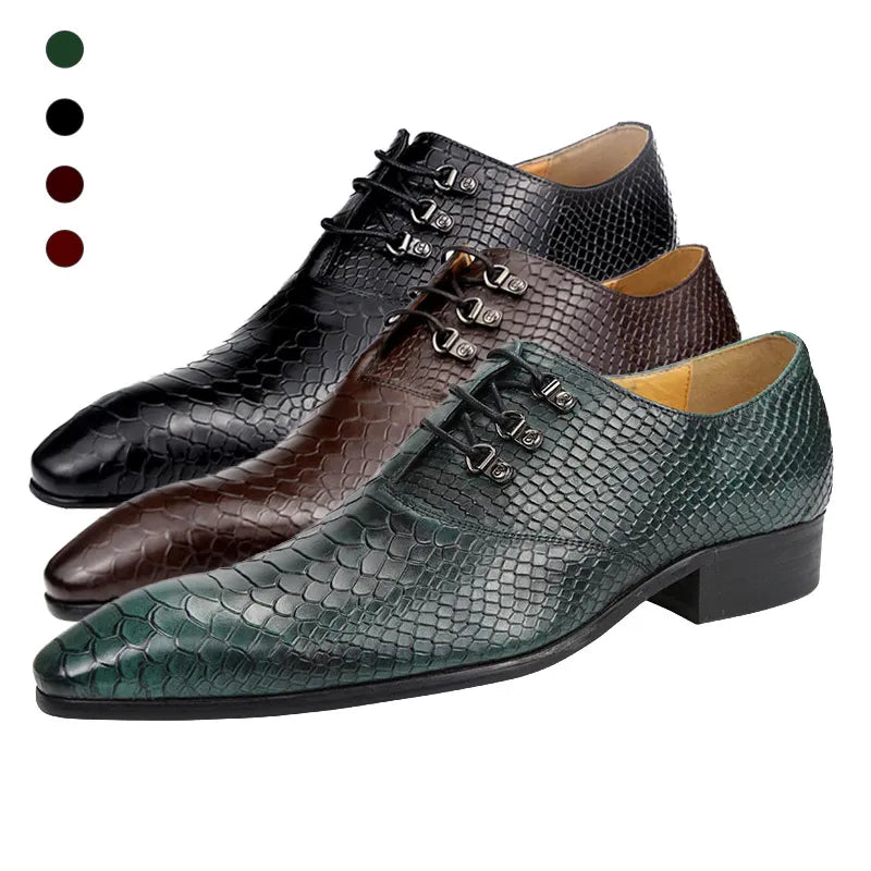 Classic Crocodile Pattern Oxford Shoes