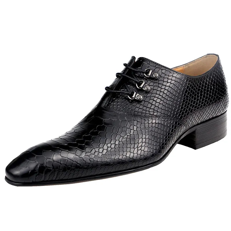 Classic Crocodile Pattern Oxford Shoes