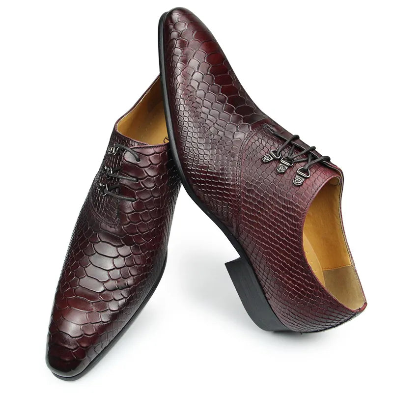 Classic Crocodile Pattern Oxford Shoes